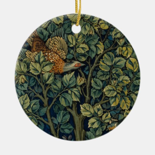 William Morris Fazant Vogel Boom Bos Keramisch Ornament (Voorkant)