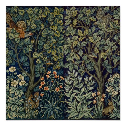 William Morris Fazant Vogel Boom Bos Perfect Poster (Voorkant)