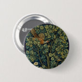 William Morris Fazant Vogel Boom Bos Ronde Button 5,7 Cm (Voorkant /achterkant)