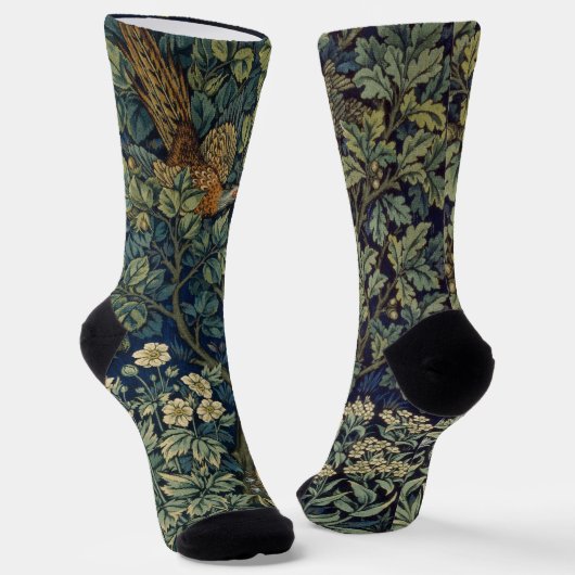 William Morris Fazant Vogel Boom Bos Sokken (Gebogen)