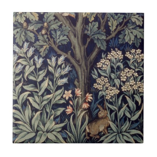 William Morris Fazant Vogel Boom Bos Tegeltje (Voorkant)