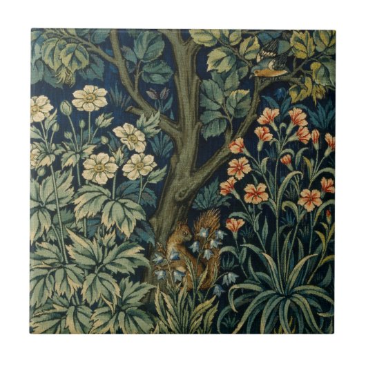 William Morris Fazant Vogel Boom Bos Tegeltje (Voorkant)