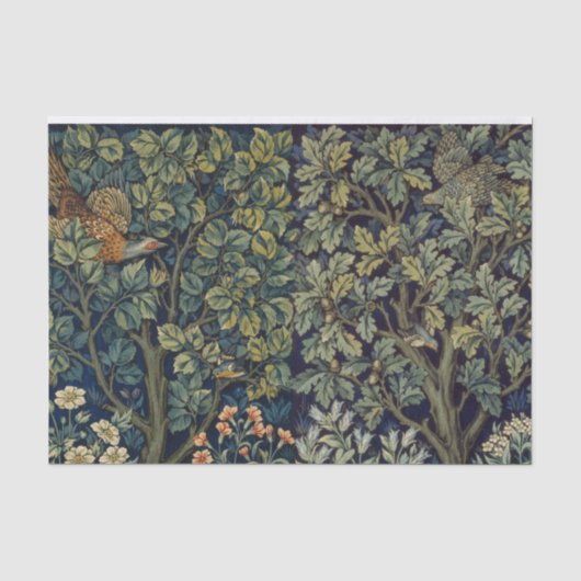 William Morris Fazant Vogel Boom Bos Tissuepapier (Voorkant)
