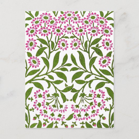 William Morris Fine Pink Floral Wallpaper Briefkaart (Voorkant)