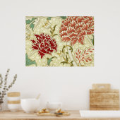 William Morris Fine Red Floral Wallpaper Poster (Keuken)