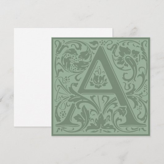 William Morris Floral Alphabet Monogram Letter A Kaart (Voorkant / Achterkant)