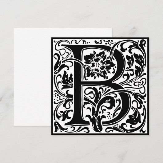 William Morris Floral Alphabet Monogram Letter B Kaart (Voorkant / Achterkant)