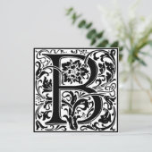 William Morris Floral Alphabet Monogram Letter B Kaart (Staand voorkant)