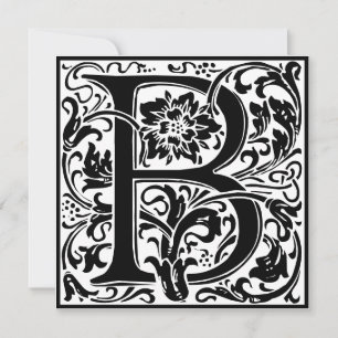 William Morris Floral Alphabet Monogram Letter B Kaart