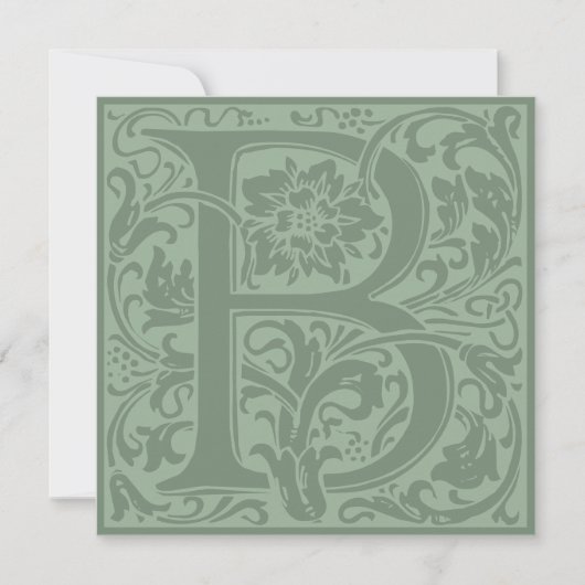 William Morris Floral Alphabet Monogram Letter B Kaart (Voorkant)