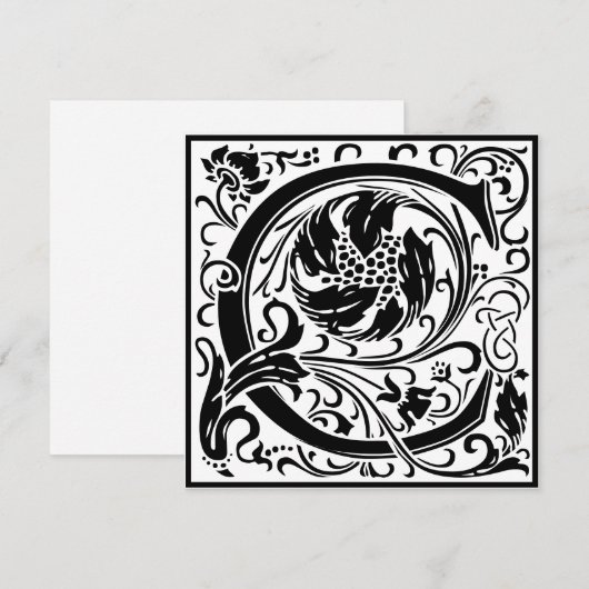 William Morris Floral Alphabet Monogram Letter C Kaart (Voorkant / Achterkant)
