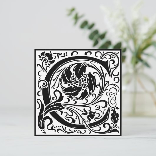 William Morris Floral Alphabet Monogram Letter C Kaart (Staand voorkant)