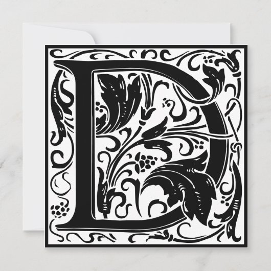 William Morris Floral Alphabet Monogram Letter D Kaart (Voorkant)