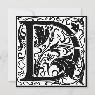 William Morris Floral Alphabet Monogram Letter D Kaart