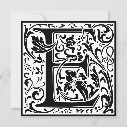 William Morris Floral Alphabet Monogram Letter E Kaart (Voorkant)