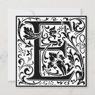 William Morris Floral Alphabet Monogram Letter E Kaart