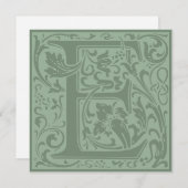 William Morris Floral Alphabet Monogram Letter E Kaart (Voorkant / Achterkant)