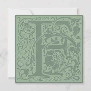 William Morris Floral Alphabet Monogram Letter F Kaart