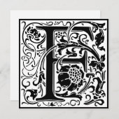 William Morris Floral Alphabet Monogram Letter F Kaart (Voorkant / Achterkant)