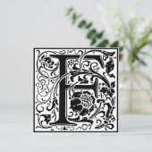William Morris Floral Alphabet Monogram Letter F Kaart (Staand voorkant)
