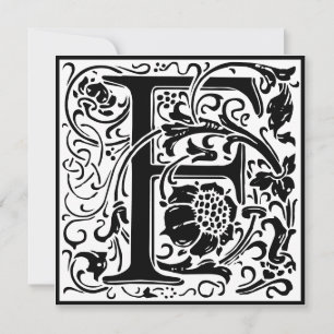 William Morris Floral Alphabet Monogram Letter F Kaart