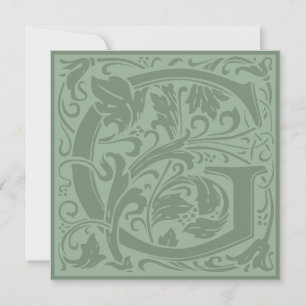 William Morris Floral Alphabet Monogram Letter G Kaart