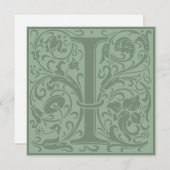 William Morris Floral Alphabet Monogram Letter I Kaart (Voorkant / Achterkant)