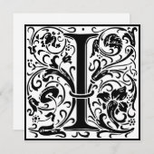William Morris Floral Alphabet Monogram Letter I Kaart (Voorkant / Achterkant)