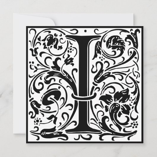 William Morris Floral Alphabet Monogram Letter I Kaart (Voorkant)