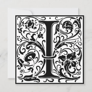William Morris Floral Alphabet Monogram Letter I Kaart