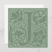 William Morris Floral Alphabet Monogram Letter J Kaart (Voorkant / Achterkant)