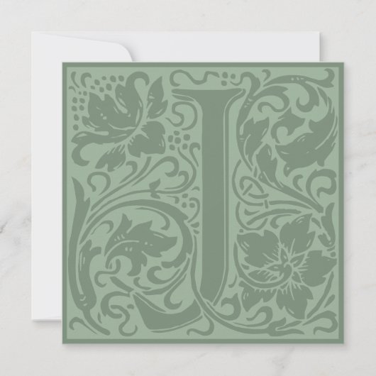 William Morris Floral Alphabet Monogram Letter J Kaart (Voorkant)