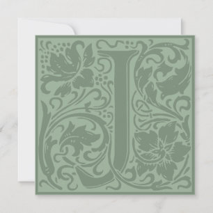 William Morris Floral Alphabet Monogram Letter J Kaart