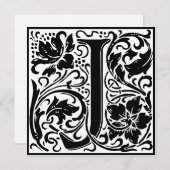 William Morris Floral Alphabet Monogram Letter J Kaart (Voorkant / Achterkant)