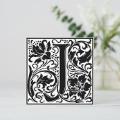 William Morris Floral Alphabet Monogram Letter J Kaart (Staand voorkant)