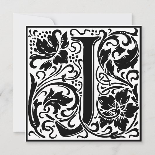 William Morris Floral Alphabet Monogram Letter J Kaart (Voorkant)