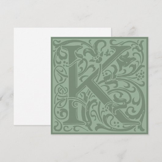 William Morris Floral Alphabet Monogram Letter K Kaart (Voorkant / Achterkant)