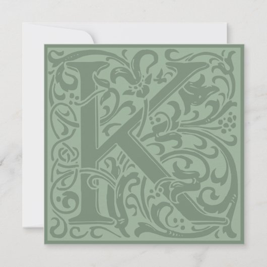 William Morris Floral Alphabet Monogram Letter K Kaart (Voorkant)