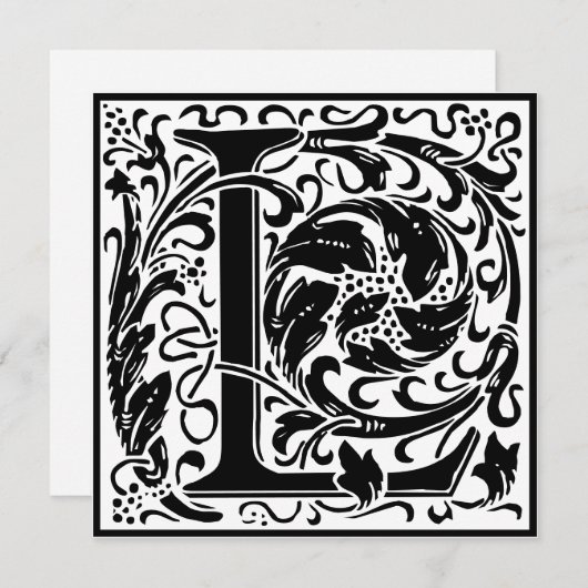 William Morris Floral Alphabet Monogram Letter L Kaart (Voorkant / Achterkant)