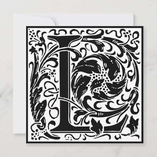 William Morris Floral Alphabet Monogram Letter L Kaart (Voorkant)