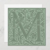 William Morris Floral Alphabet Monogram Letter M Kaart (Voorkant / Achterkant)