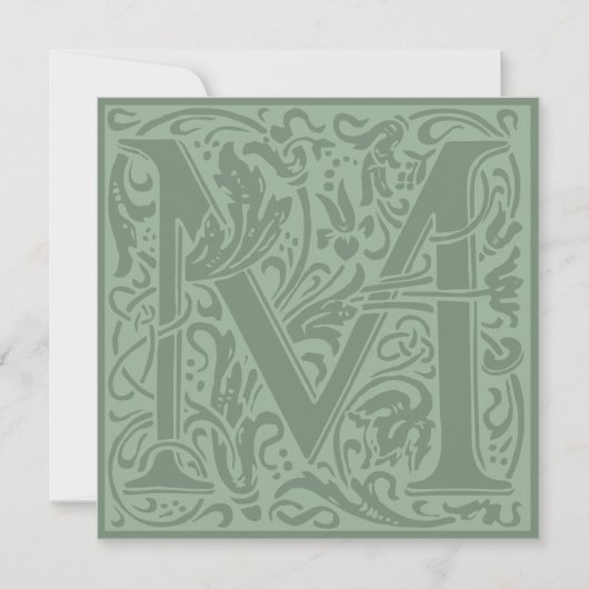 William Morris Floral Alphabet Monogram Letter M Kaart (Voorkant)