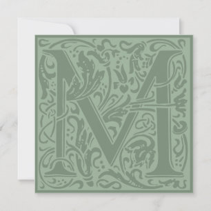 William Morris Floral Alphabet Monogram Letter M Kaart