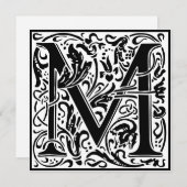William Morris Floral Alphabet Monogram Letter M Kaart (Voorkant / Achterkant)