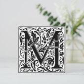William Morris Floral Alphabet Monogram Letter M Kaart (Staand voorkant)