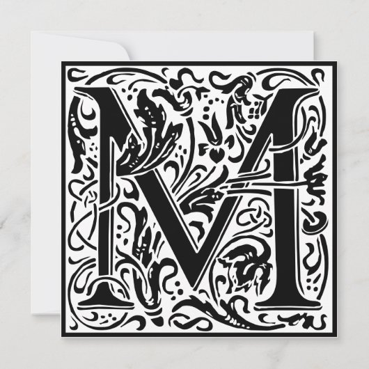 William Morris Floral Alphabet Monogram Letter M Kaart (Voorkant)