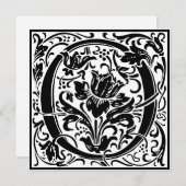William Morris Floral Alphabet Monogram Letter O Kaart (Voorkant / Achterkant)