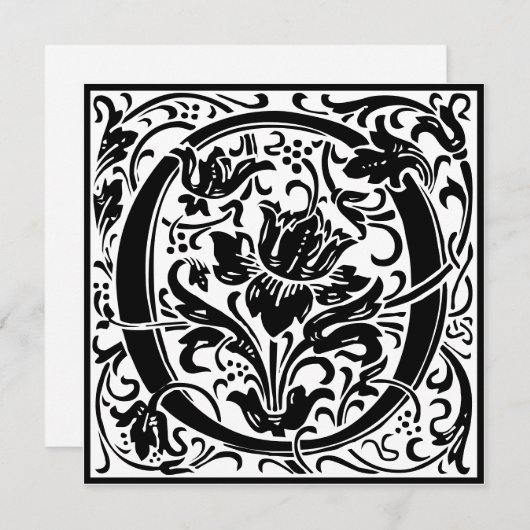 William Morris Floral Alphabet Monogram Letter O Kaart (Voorkant / Achterkant)