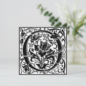 William Morris Floral Alphabet Monogram Letter O Kaart (Staand voorkant)