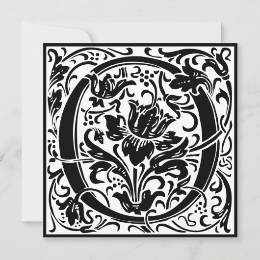 William Morris Floral Alphabet Monogram Letter O Kaart (Voorkant)